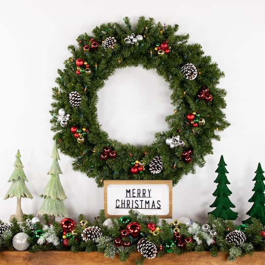36" Pre-Lit Artificial Christmas Canadian Pine Wreath